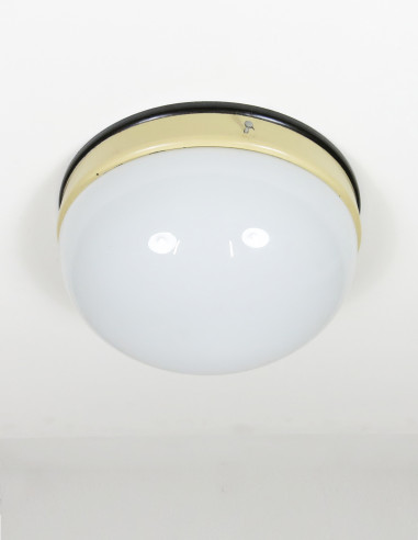 Bauhaus ceiling lamp with opaline glas and bakelite