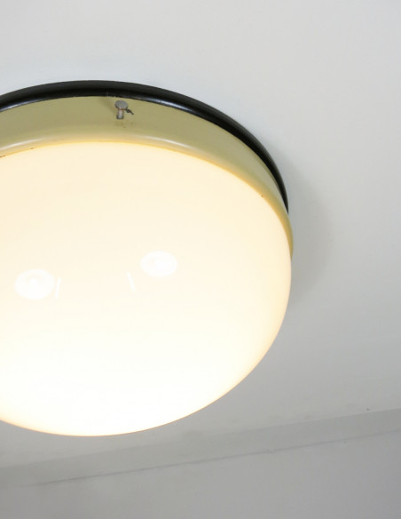 Bauhaus ceiling lamp with opaline glas and bakelite