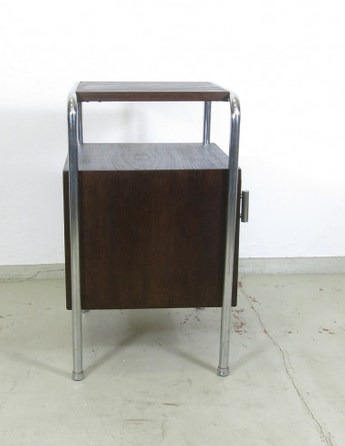 Stahlrohr-Nachttisch dunkelbraun von Robert Slezak
