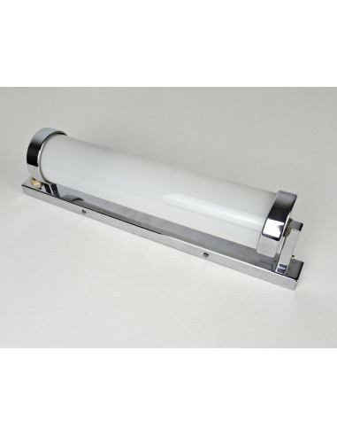 Röhrenleuchte aus Opalglas und Chrom