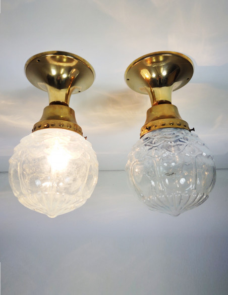 Set Art Nouveau ball lamps for ceiling or wall