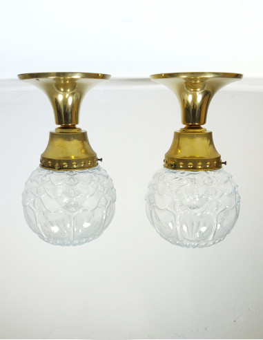 Set Art Nouveau ball lamps for ceiling or wall